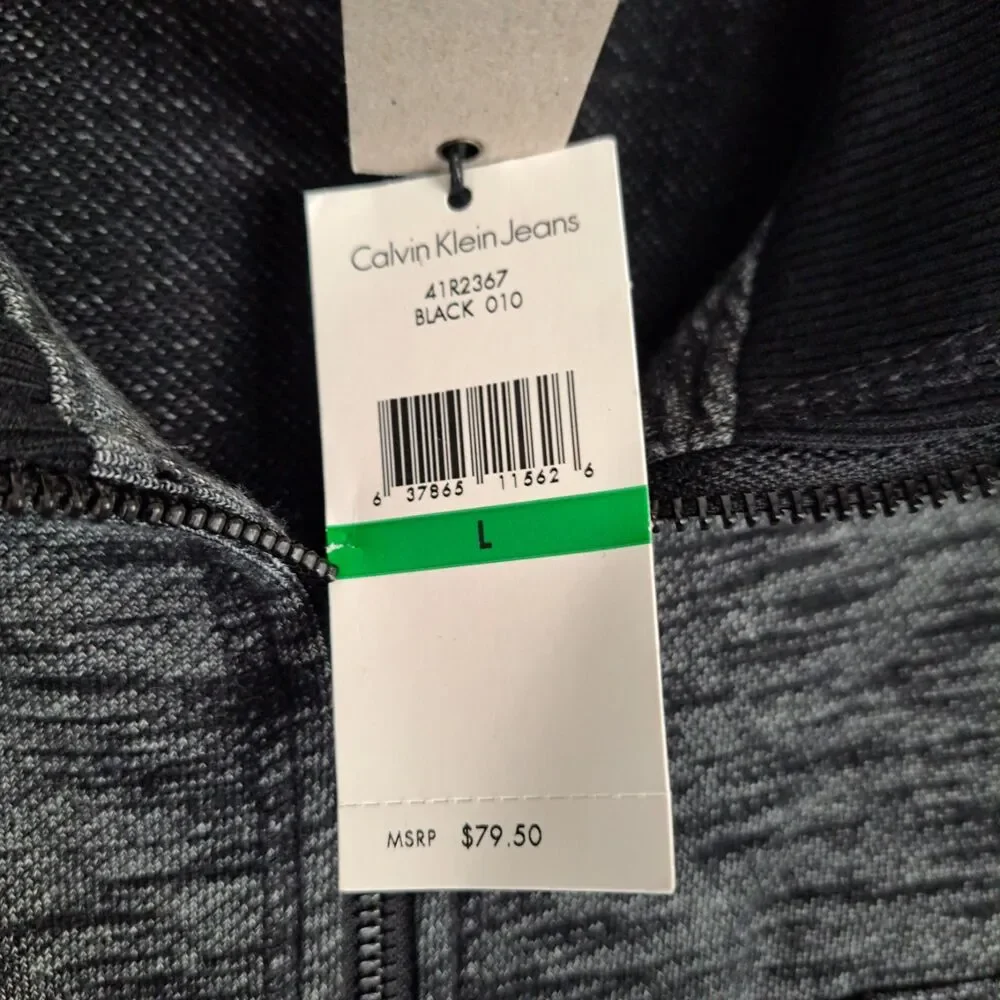 Calvin Klein Men's Med‎ Grey Heathered Full Zip Hoodie Large NWT
